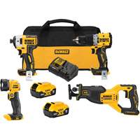Ensemble de quatre outils combin&eacute;s sans fil et sans balai XR, Lithium-ion, 20 V Distribution Jean Lapalme