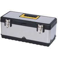 Coffre &agrave; outils portatif en acier inoxydable JPSTB-20, 9-63/100" P x 20" la x 8-7/8" h, Noir/Argent Distribution Jean Lapalme