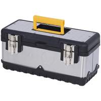 Coffre &agrave; outils portatif en acier inoxydable JPSTB-15, 6-1/4" P x 15" la x 7" h, Noir/Argent Distribution Jean Lapalme