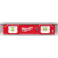 Torpedo Level with Lighted Vials, 9" L, Aluminum, 2 Vials, Magnetic Distribution Jean Lapalme
