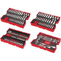 Jeu de cliquets et douilles m&eacute;triques et SAE avec organisateur PACKOUT &agrave; profil bas, 242 Mcx, Chocs, Prise de 1/4"/3/8"/1/2", Profond Distribution Jean Lapalme