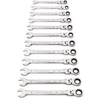 Jeu de cl&eacute;s &agrave; 12 pans et 90 dents, T&ecirc;te articul&eacute;e/Combinaison &agrave; cliquet, 12 morceaux, M&eacute;trique Distribution Jean Lapalme