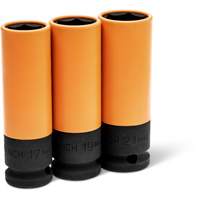 Jeu de douilles m&eacute;triques haute r&eacute;sistance pour protecteurs de roues, 3 Mcx, Chocs, Prise de 1/2", Profond Distribution Jean Lapalme