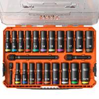 KNECT Drive Socket Set, 23 Pcs, Impact, 3/8" Drive Size, Deep Distribution Jean Lapalme