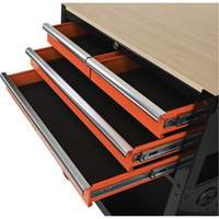 Chariot utilitaire, 4 tiroirs, Noir/Orange Distribution Jean Lapalme