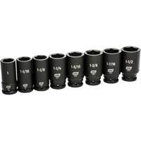 Jeu de douilles SAE &agrave; 6 pans, 8 Mcx, Chocs, Prise de 3/4", Profond Distribution Jean Lapalme
