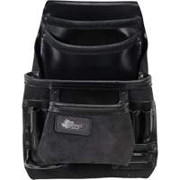 Phantom Collection Heavy-Duty Nail & Tool Bag, Leather, 10 Pockets, Black Distribution Jean Lapalme