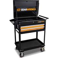 Chariot utilitaire, 2 tiroirs, 32-1/2" la x 42" h, Noir/Orange Distribution Jean Lapalme