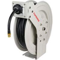 MAXREEL Single-Arm Automatic Rewind L Hose Reel with Rubber Hose, Air, 3/8" x 50', Single Hose, 250 PSI Distribution Jean Lapalme