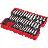 Jeu de douilles m&eacute;triques 1/4”, 3/8” et 1/2” avec plateau pour tiroir PACKOUT, 77 M Distribution Jean Lapalme