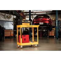 Chariot utilitaire automobile &agrave; deux tablettes en acier, 36" lo x 16" la x 33" h, Orange Distribution Jean Lapalme