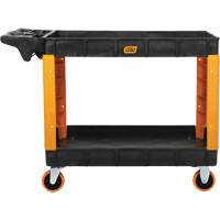 Chariot utilitaire robuste &agrave; 2 tablettes, 46" lo x 26" la x 34" h, Noir/Orange Distribution Jean Lapalme