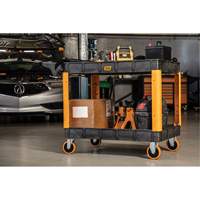Chariot utilitaire robuste &agrave; 2 tablettes, 46" lo x 26" la x 34" h, Noir/Orange Distribution Jean Lapalme