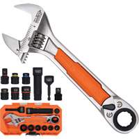 KNECT Adjustable Wrench with Pass-Through Ratchet Set, Adjustable, 10 Pieces, Imperial and Metric Distribution Jean Lapalme