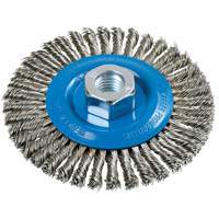 Stringer Bead Knotted Wire Brush, 4-1/2" Dia., 0.02" Fill, 5/8"-11 Arbor, Aluminum/Stainless Steel Distribution Jean Lapalme