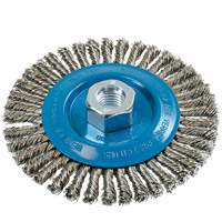 Knot-Twisted Stringer Bead Wire Wheel, 5" Dia., 0.02" Fill, 5/8"-11 Arbor, Aluminum/Stainless Steel Distribution Jean Lapalme