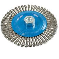 Knot-Twisted Stringer Bead Wire Wheel, 6" Dia., 0.02" Fill, 5/8"-11 Arbor, Aluminum/Stainless Steel Distribution Jean Lapalme