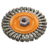 Wide Knotted Wire Wheel Brush, 4" Dia., 0.02" Fill, 5/8"-11 Arbor, Steel Distribution Jean Lapalme
