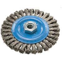 Wide Knotted Wire Wheel Brush, 5" Dia., 0.02" Fill, 5/8"-11 Arbor, Aluminum/Stainless Steel Distribution Jean Lapalme