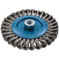 Wide Knotted Wire Wheel Brush, 6" Dia., 0.02" Fill, 5/8"-11 Arbor, Aluminum/Stainless Steel Distribution Jean Lapalme
