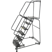 &eacute;chelles roulantes avec pied verrouillable activ&eacute; par le poids, 5 marches, Largeur de la marche 24", Hauteur de la plateforme 50", Acier Distribution Jean Lapalme