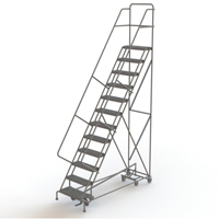 All Directional Rolling Ladder, 12 Steps, 24" Step Width, 120" Platform Height, Steel Distribution Jean Lapalme