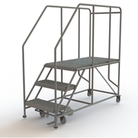 Plateforme de travail mobile, Acier, 3 Marches, 30" ha, 47" p, 24" Marche, Stri&eacute; Distribution Jean Lapalme