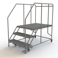 Plateforme de travail mobile, Acier, 3 Marches, 30" ha, 48" p, 36" Marche, Stri&eacute; Distribution Jean Lapalme