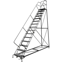Safety Slope Rolling Ladder, 15 Steps, Perforated, 50° Incline, 150" High Distribution Jean Lapalme