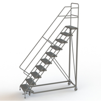 Safety Slope Rolling Ladder, 10 Steps, Serrated, 50° Incline, 100" High Distribution Jean Lapalme
