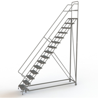 Safety Slope Rolling Ladder, 15 Steps, Serrated, 50° Incline, 150" High Distribution Jean Lapalme