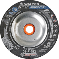 Meules &agrave; moyeu d&eacute;port&eacute; - Acier inoxydable type 27, 4-1/2" x 1/8", Arbre de 5/8"-11, Type 27S Distribution Jean Lapalme