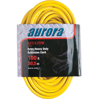 Vinyl Extension Cord with Light Indicator, Outdoor, SJTOW, 12/3 AWG, 15 A, 3 Outlet(s), 100' Distribution Jean Lapalme