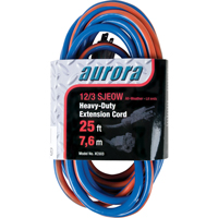 TPE-Rubber Extension Cord With Light Indicator, All-Weather, SJEOW, 12/3 AWG, 15 A, 25' Distribution Jean Lapalme