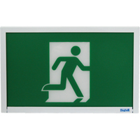 Running Man Exit Sign, LED, Battery Operated, 12" L x 7 1/2" W, Pictogram Distribution Jean Lapalme