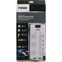 USB Charging Surge Protectors, 8 Outlets, 2400 J, 1875 W, 6' Cord Distribution Jean Lapalme