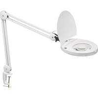 Adjustable Magnifier Lamp, 5 Diopter, LED Light, 47" Arm, C-Clamp, White Distribution Jean Lapalme