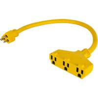 Adaptateur de rallonge d'alimentation, Ext&eacute;rieur, STOW, AWG 12/3, 15 A, 3 prise(s), 2' Distribution Jean Lapalme